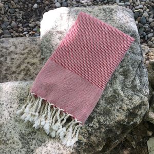 Retro - Red (60 x 110) Red Fouta (Beach Towel)