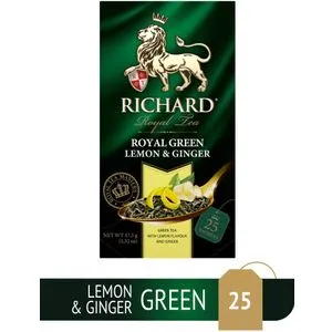 RICHARD Royal Green Lemon & Ginger – Zeleni čaj sa đumbirom, limunom i šipurkom 25 x 1,5g 111371