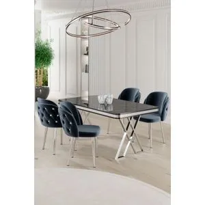 Rigel - Black Marble, Chrome, Anthracite Black Marble
Chrome
Anthracite Dining Table & Chairs Set...