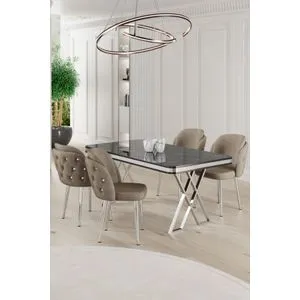 Rigel - Black Marble, Chrome, Cappuccino Black Marble
Chrome
Cappuccino Dining Table & Chairs Set...