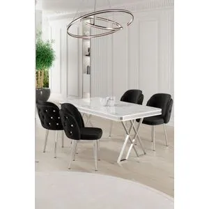 Rigel - White, Chrome, Black White
Chrome
Black Dining Table & Chairs Set (5 Pieces)
