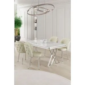 Rigel - White, Chrome, Cream White
Chrome
Cream Dining Table & Chairs Set (5 Pieces)