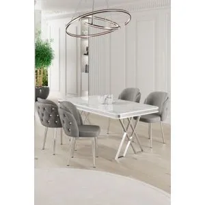 Rigel - White, Chrome, Grey White
Chrome
Grey Dining Table & Chairs Set (5 Pieces)