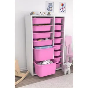 Rine 2D4K8U - Višenamenski kabinet u beloj i ružičastoj boji