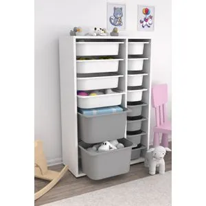 Rine 2D4K8U - Višenamenski kabinet u beloj i sivoj boji