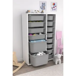 Rine 2D4K8U - Višenamenski kabinet u beloj i sivoj boji