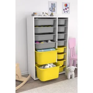 Rine 2D4K8U - Višenamenski Kabinet u Belom, Sivoj i Žutoj Boji