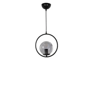 Ring Tekli Füme Camlı Siyah Sarkıt Black Chandelier