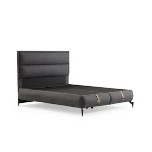 Rise 90 x 190 - Dark Grey Dark Grey Single Bed Base & Headboard
