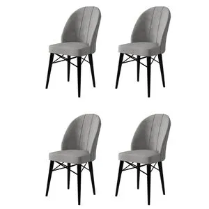 Ritim - Sivi i Crni Set Stolica (4 Komada)