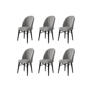 Ritim - Sivi i Crni Set Stolica (6 Komada)