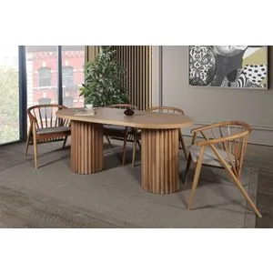 Riva Masa T Natural Dining Table & Chairs Set (5 Pieces)