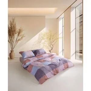 Roan Plavi Ljubičasti Narandžasti Roze Ranforce King Posteljina Set