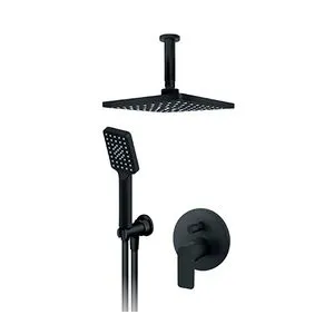 Rosan  S.2 BLACK Uzidna baterija sa plafonskim tušem 210x210mm i ručnim tušem