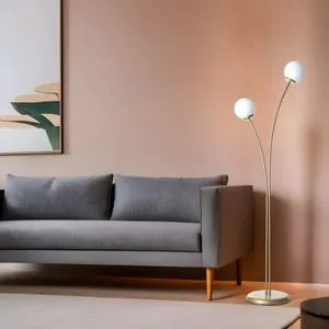 Rose 2 Li Eskitme Beyaz Camlı Lambader Gold
White Floor Lamp