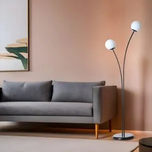 Rose 2 Li Siyah Beyaz Camlı Lambader