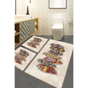 Rovny Multicolor Bathmat Set (3 Pieces)