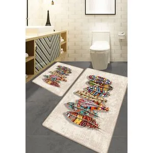 Rovny Set Tepiha za Kupatilo u Višebojnoj (2 Komada)