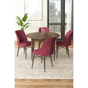 Rox - Baroque, Burgundy Baroque
Burgundy Dining Table & Chairs Set (5 Pieces)