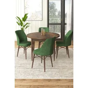 Rox - Baroque, Khaki Baroque
Khaki Dining Table & Chairs Set (5 Pieces)