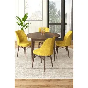 Rox - Baroque, Mustard Baroque
Mustard Dining Table & Chairs Set (5 Pieces)