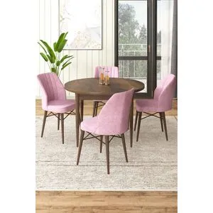Rox - Baroque, Pink Baroque
Pink Dining Table & Chairs Set (5 Pieces)