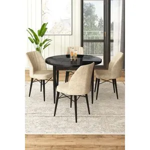 Rox - Set Trpezarijskog Stola i Stolica od Crnog Mramora (5 Delova)