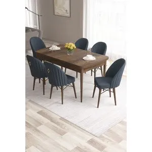 Roz - Baroque, Anthracite Baroque
Anthracite Extendable Dining Table & Chairs Set (7 Pieces)