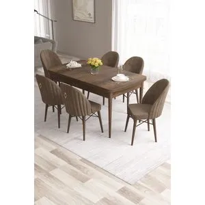 Roz - Baroque, Brown Baroque
Brown Extendable Dining Table & Chairs Set (7 Pieces)