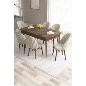 Roz - Baroque, Cream Baroque
Cream Extendable Dining Table & Chairs Set (7 Pieces)