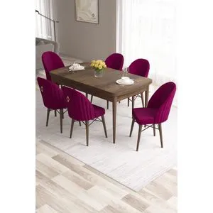 Roz - Baroque, Damson Baroque
Damson Extendable Dining Table & Chairs Set (7 Pieces)