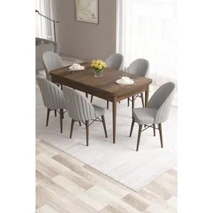 Roz - Baroque, Grey Baroque
Grey Extendable Dining Table & Chairs Set (7 Pieces)