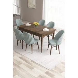 Roz - Baroque, Sea Green Baroque
Sea Green Extendable Dining Table & Chairs Set (7 Pieces)