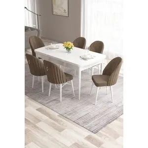 Roz - White, Brown White
Brown Extendable Dining Table & Chairs Set (7 Pieces)