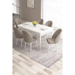 Roz - White, Cappuccino White
Cappuccino Extendable Dining Table & Chairs Set (7 Pieces)