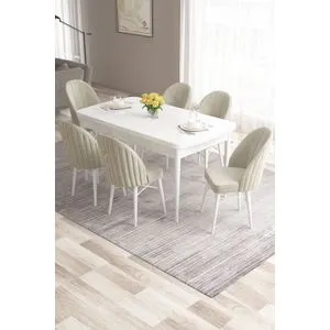 Roz - White, Cream White
Cream Extendable Dining Table & Chairs Set (7 Pieces)