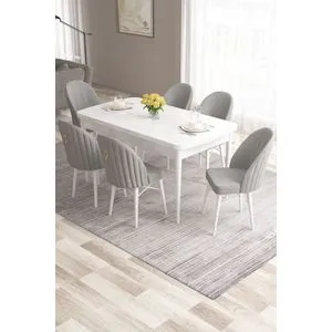 Roz - White, Grey White
Grey Extendable Dining Table & Chairs Set (7 Pieces)