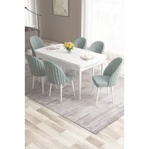 Roz - White, Sea Green White
Sea Green Extendable Dining Table & Chairs Set (7 Pieces)