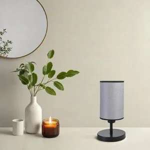 Rumeli Crna Hasirana Lampa sa Sivoj Abajur