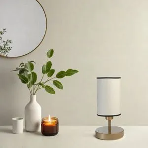 Rumeli Eskitme Finli Krem Abajurlu Masa Lambası