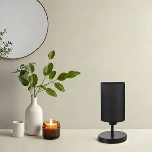 Rumeli Siyah Siyah Abajurlu Masa Lambası Black Table Lamp