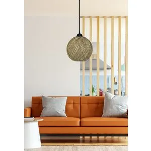 Ručno rađeni luster od jute - 190 - SS Yellow Black
