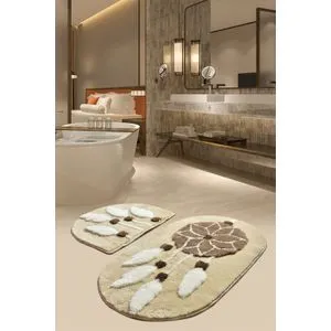 Rüya - Brown Multicolor Acrylic Bathmat Set (2 Pieces)