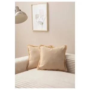 Sacakli - Beige v1 Beige Cushion Cover Set (2 Pieces)