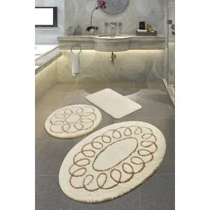 Safir - Ecru Multicolor Acrylic Bathmat Set (3 Pieces)