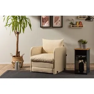 Saga Single - Cream Cream 1-Seat Sofa-Bed