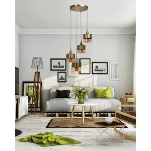 Sahra 4 Lü Tepsili Sarkıt Eskitme Vintage Chandelier