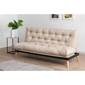 Saki - Cream Cream 3-Seat Sofa-Bed