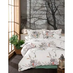 Salom Set Posteljine od Ranforce-a u Belim, Braon, Roze i Zelenim Tonovima