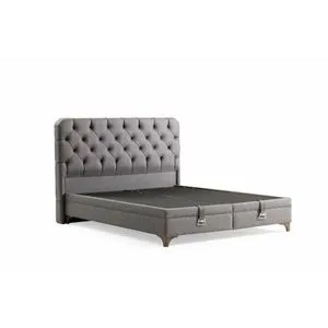 Samira 160 x 200 - Grey Grey Double Bed Base & Headboard